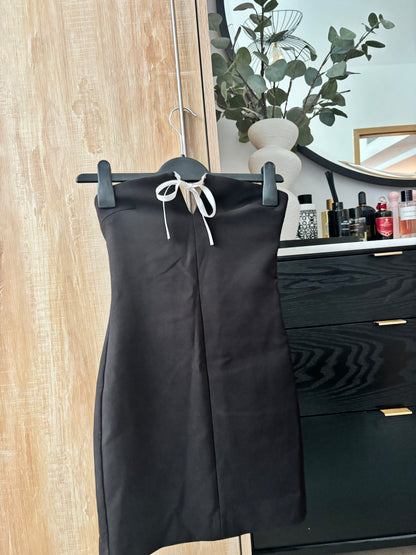 Zara black mini strapless dress