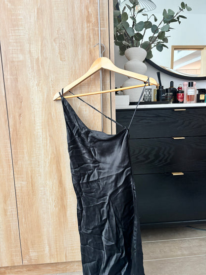 Zara Black satin backless mini dress
