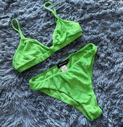 Pretty Little Thing Green Towel Bikini, Shirt and Pants