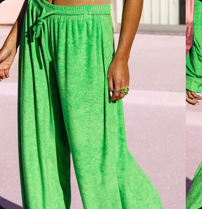 Pretty Little Thing Green Towel Bikini, Shirt and Pants
