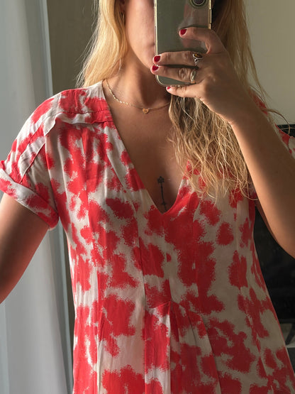 Whistles Red & White Abstract Print Dress – Size M