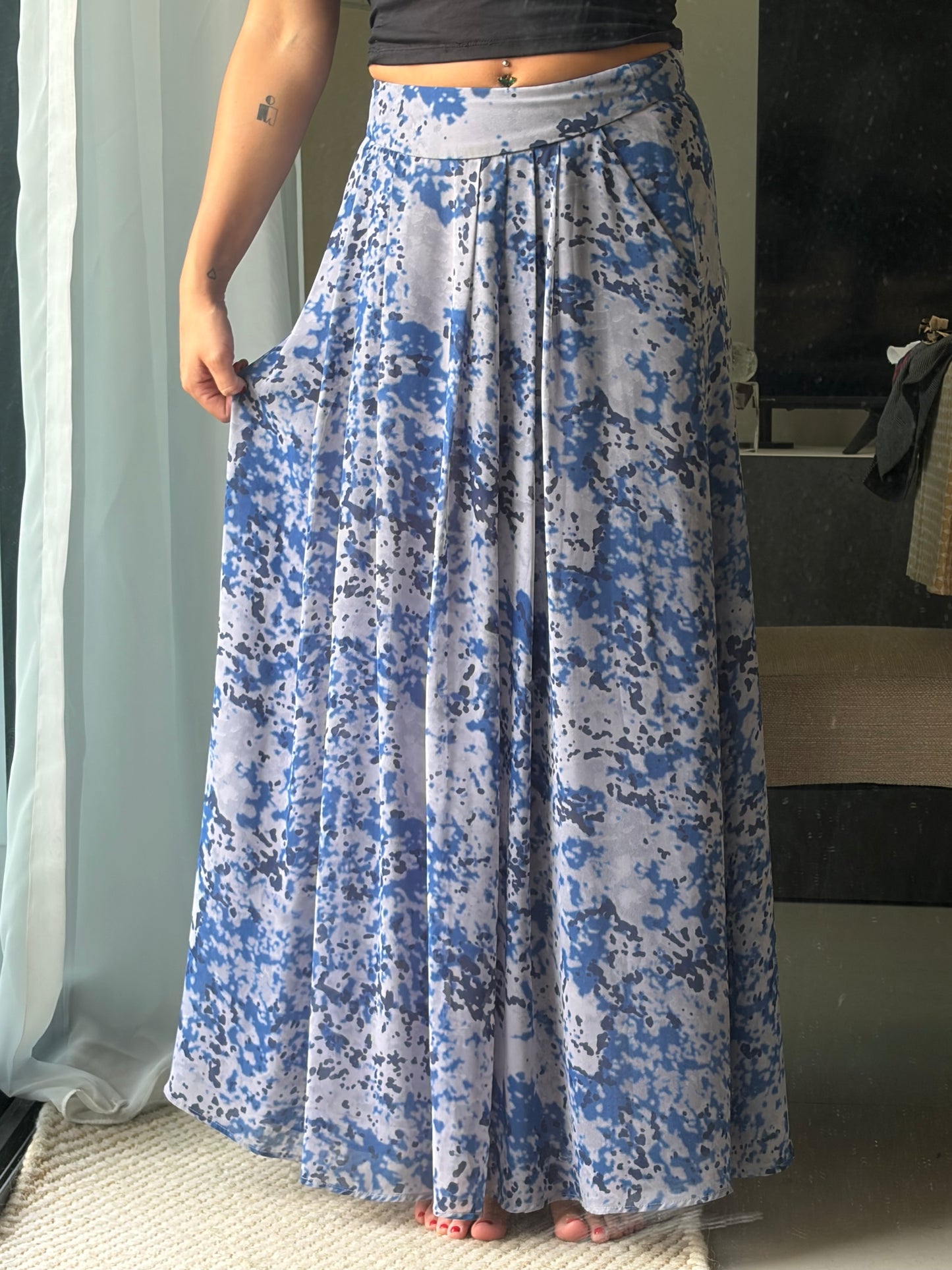 Blue Printed Maxi SkirtH