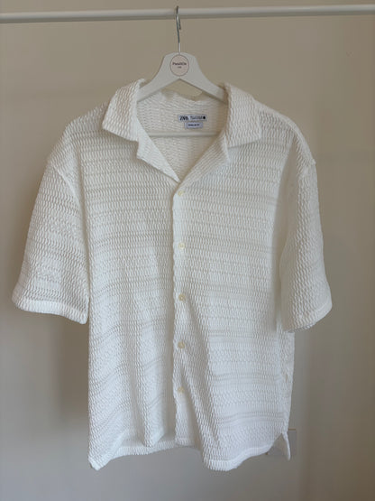 white textured Zara top