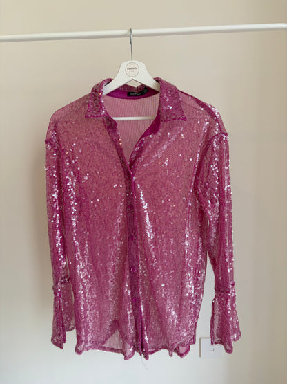 Pink Sequin Sheer Shirt – Boohoo