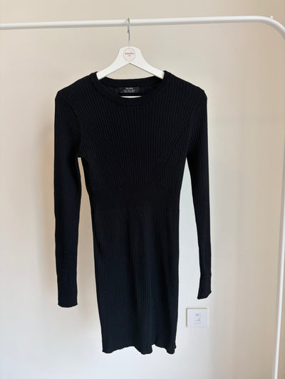 Black Ribbed Knit Bodycon Dress – Bershka