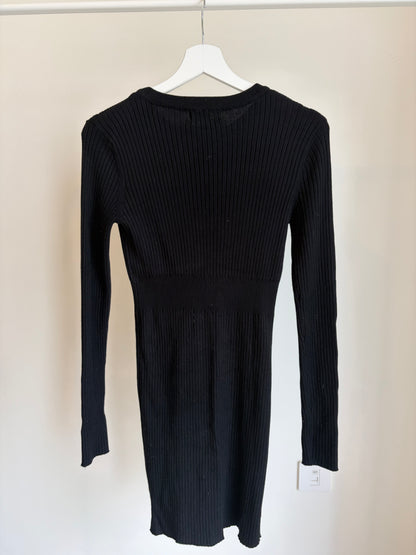 Black Ribbed Knit Bodycon Dress – Bershka