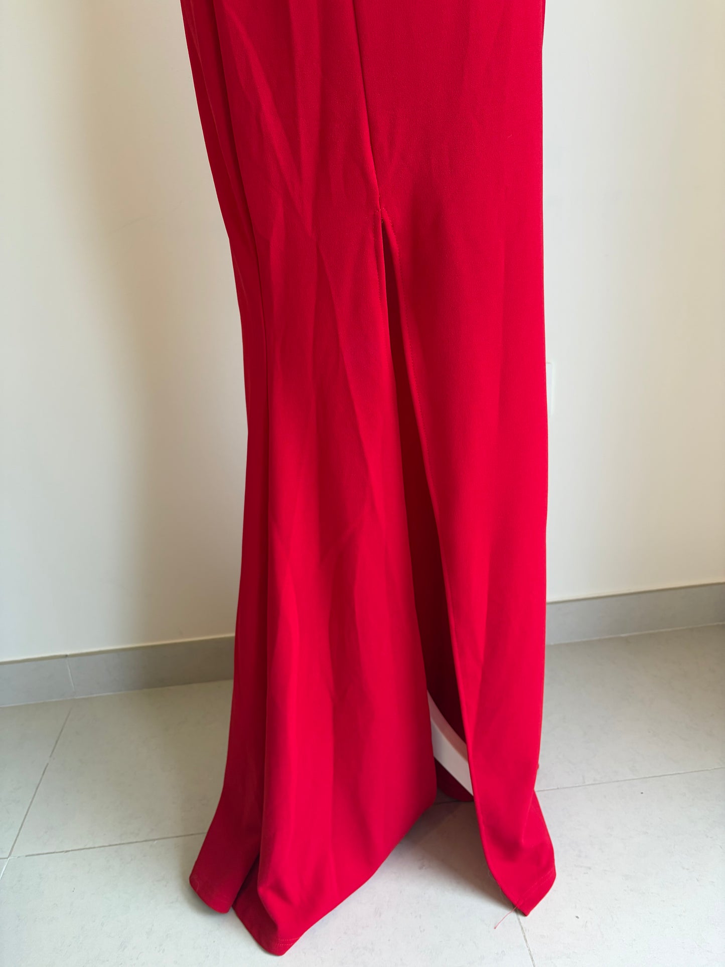 Red One-Shoulder Evening Gown