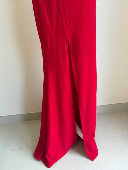 Red One-Shoulder Evening Gown