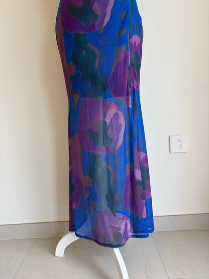 Blue & Purple Floral Midi Dress