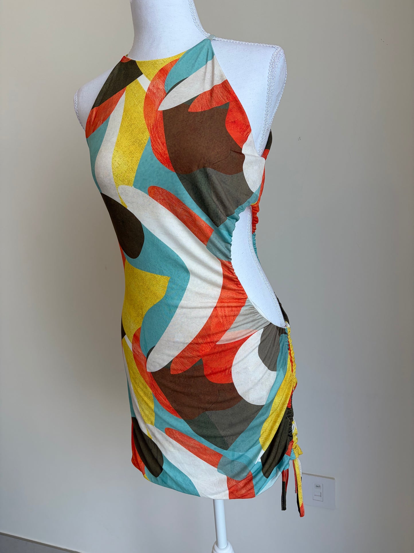 PrettyLittleThing Abstract Halter Mini Dress