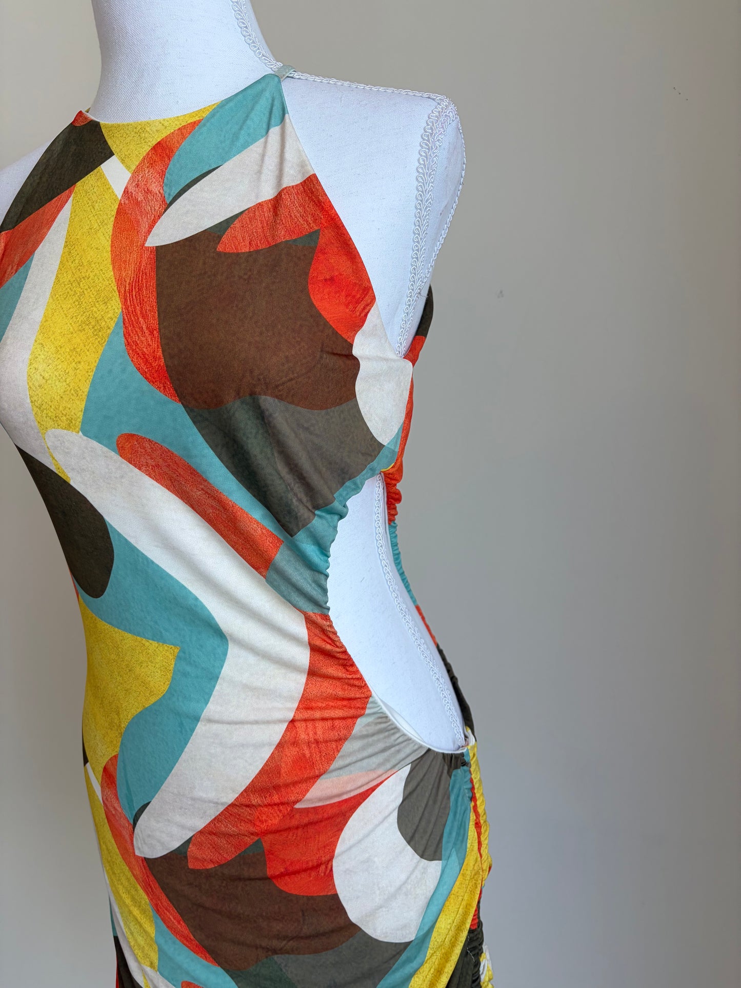 PrettyLittleThing Abstract Halter Mini Dress