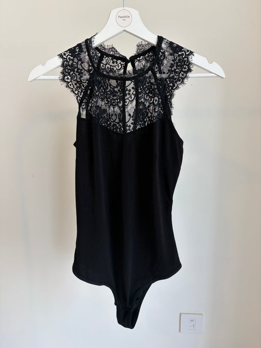 Black Lace Detail Bodysuit