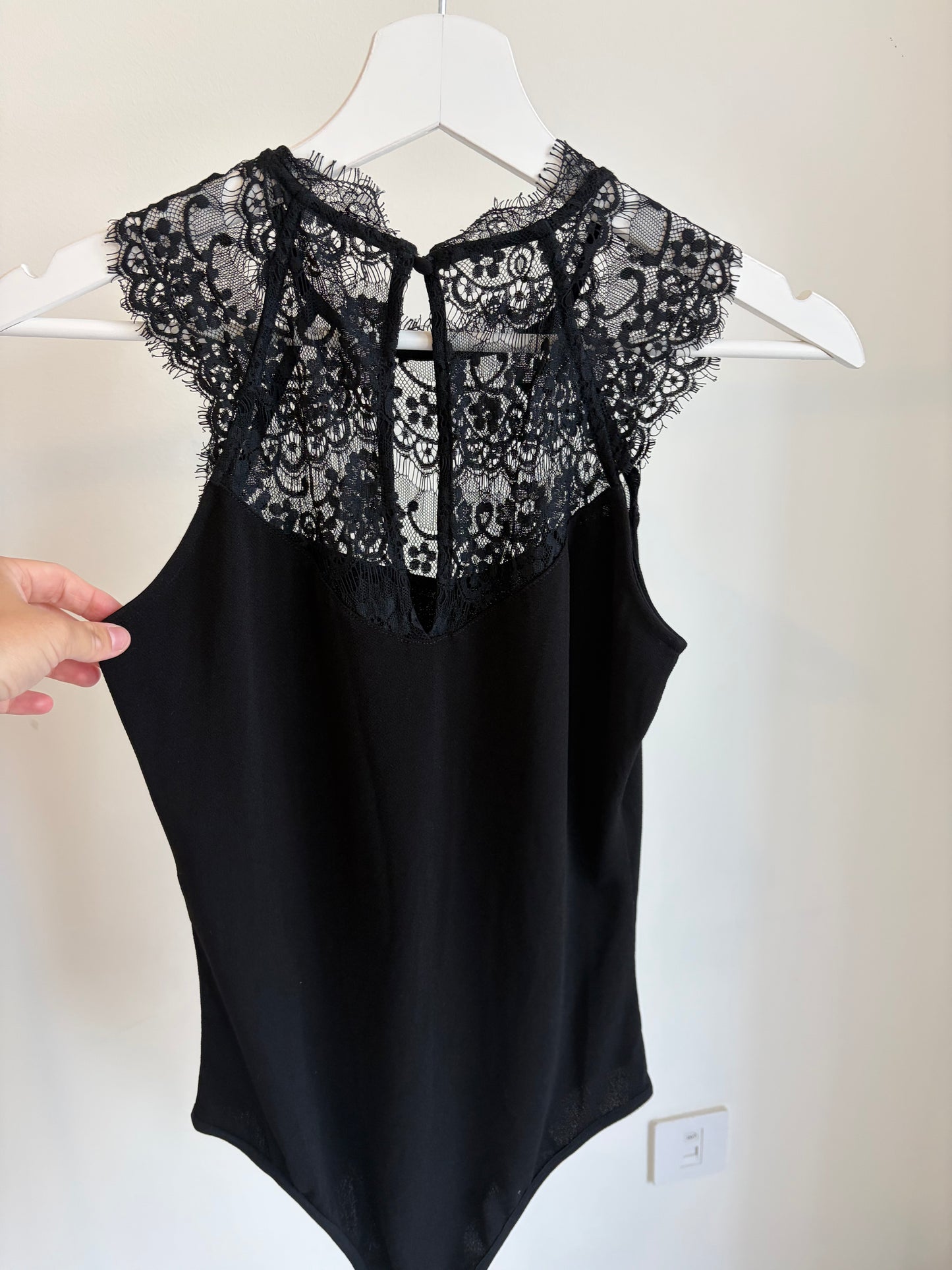 Black Lace Detail Bodysuit