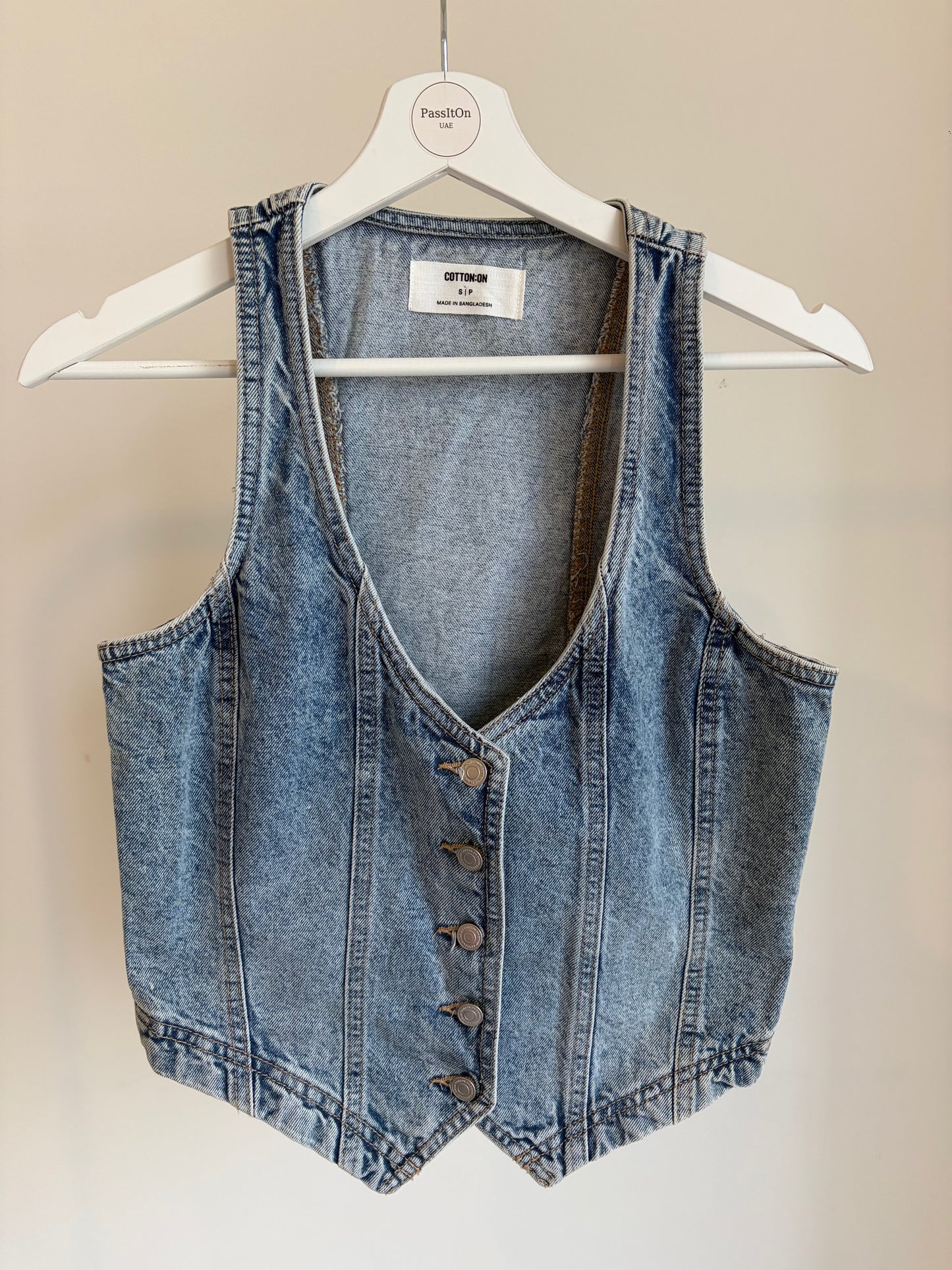 Denim Button-Front Vest – Cotton On (Size S/P)