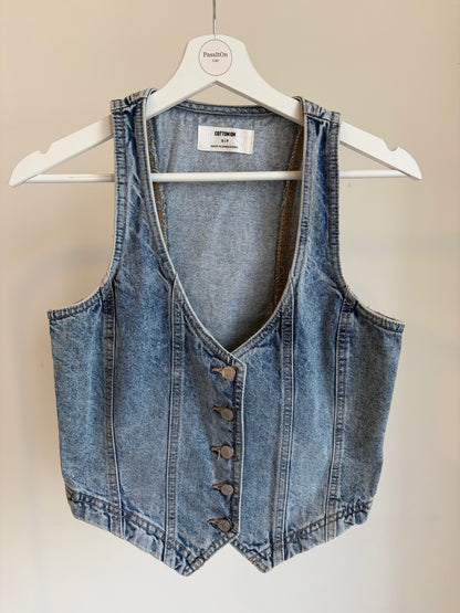 Denim Button-Front Vest – Cotton On (Size S/P)