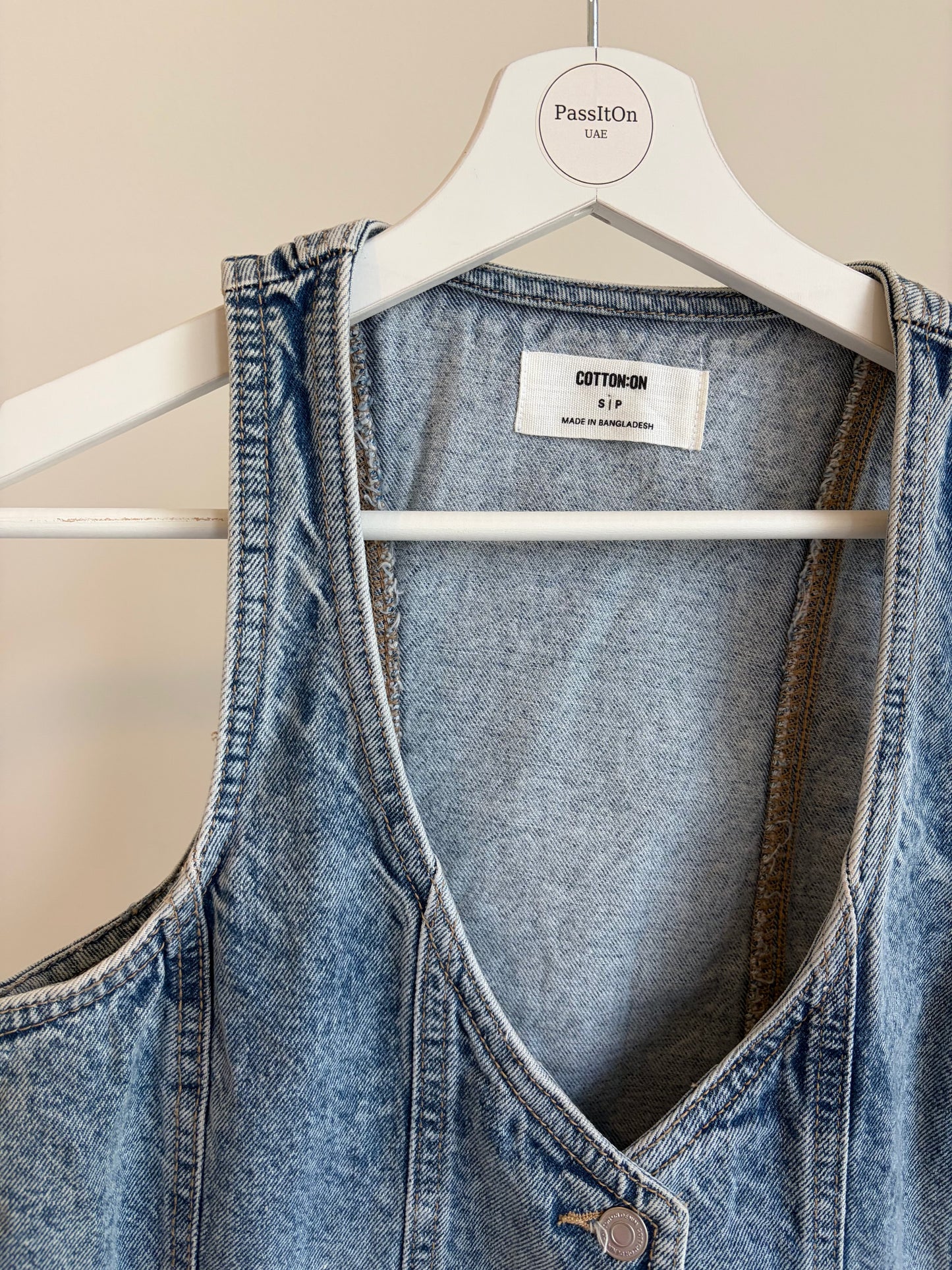Denim Button-Front Vest – Cotton On (Size S/P)