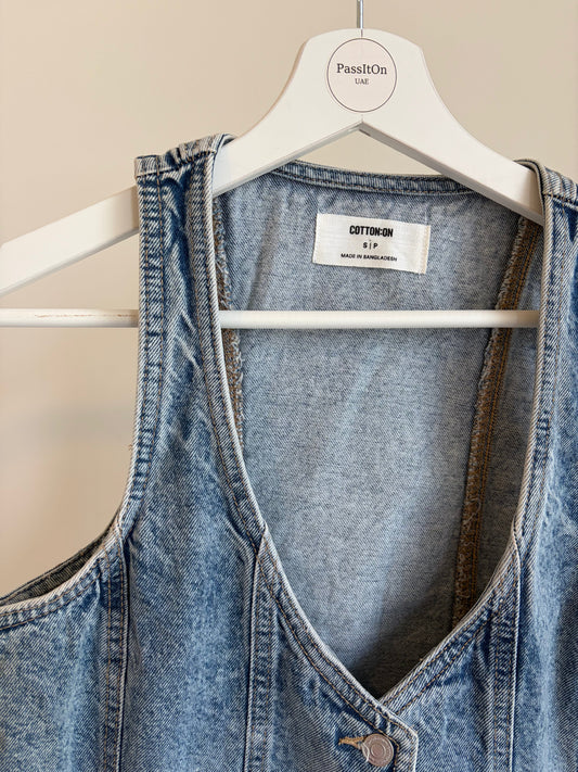 Denim Button-Front Vest – Cotton On (Size S/P)