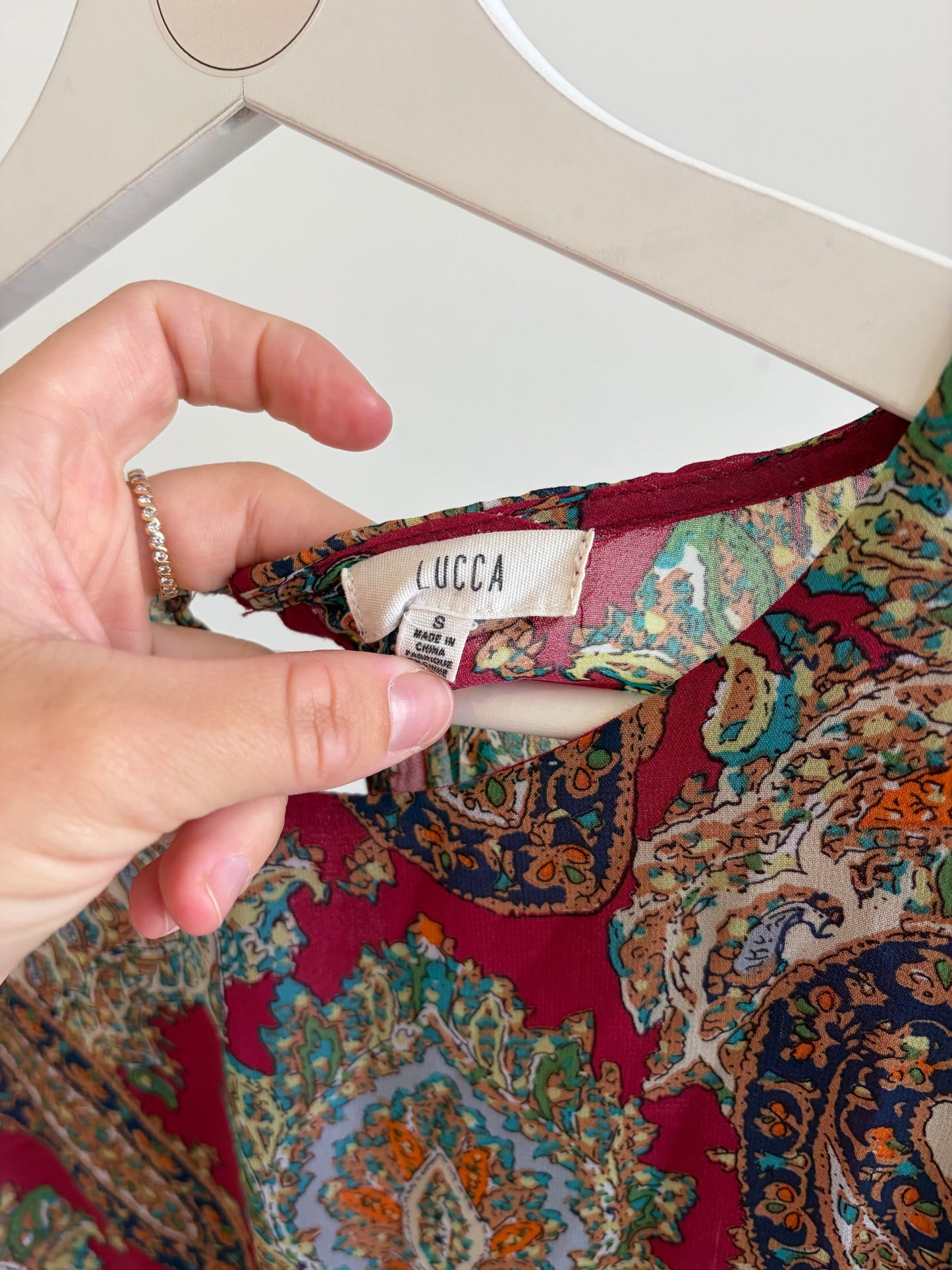 Paisley Print Long Sleeve Blouse / Playsuit Style Top
