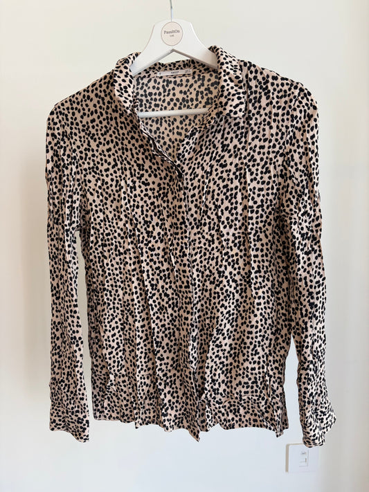 Leopard Print Button-Up Blouse