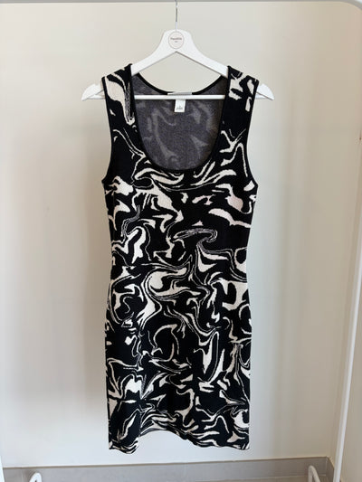 Black & White Abstract Print Bodycon Dress