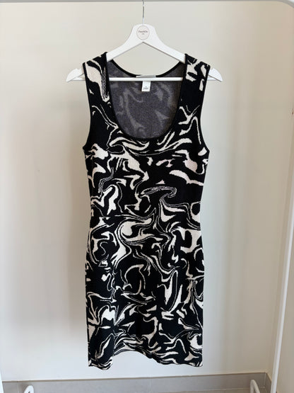 Black & White Abstract Print Bodycon Dress