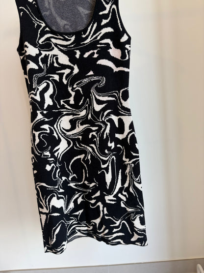 Black & White Abstract Print Bodycon Dress