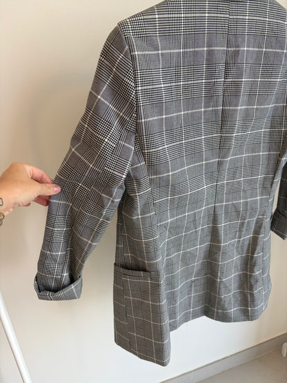 Grey Check Double-Breasted Blazer – Bershka