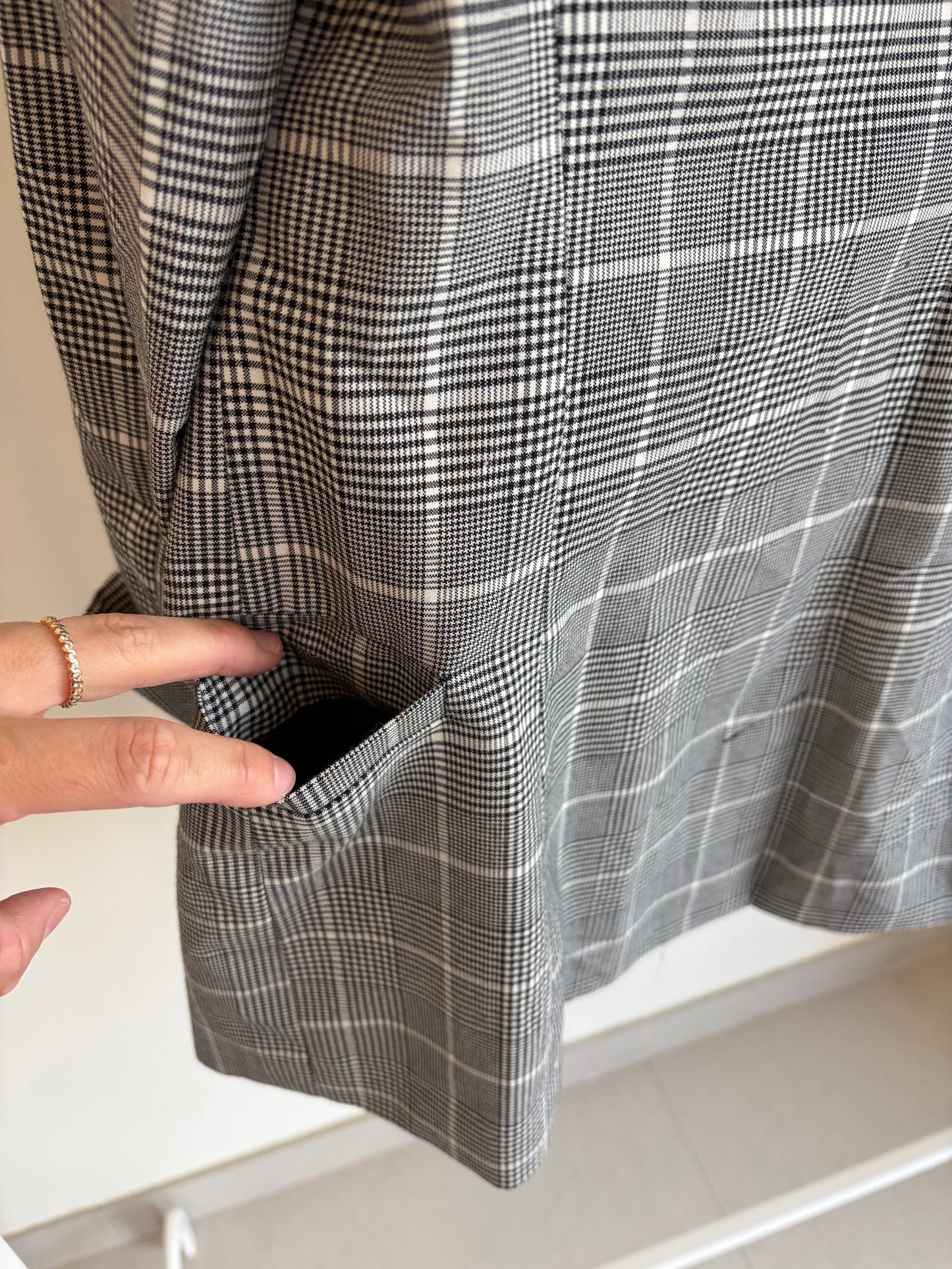 Grey Check Double-Breasted Blazer – Bershka