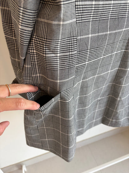 Grey Check Double-Breasted Blazer – Bershka
