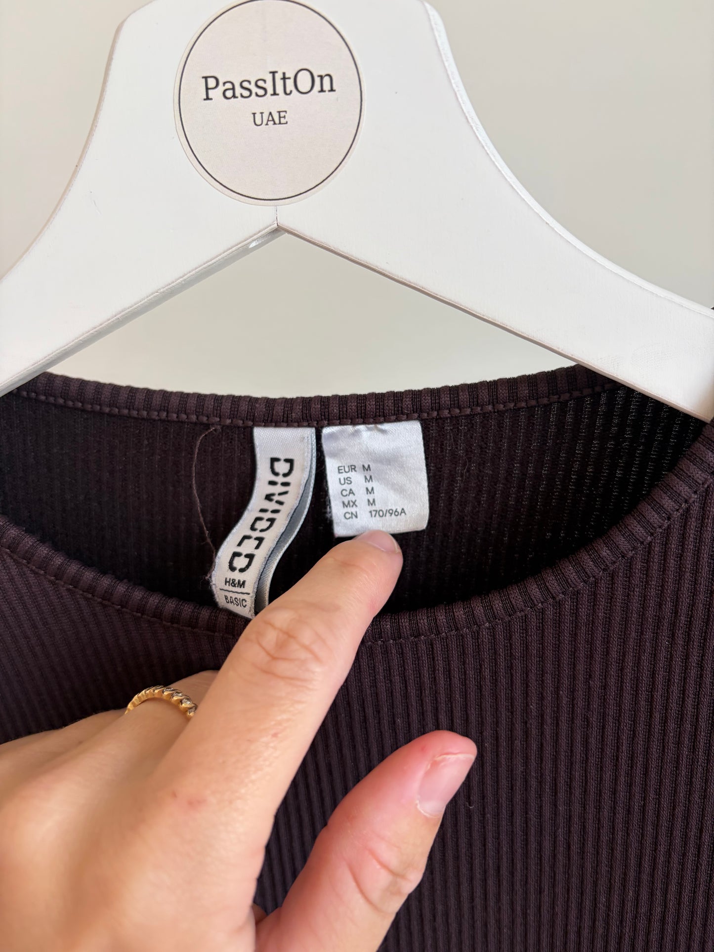 Brown Ribbed Long Sleeve Crop Top