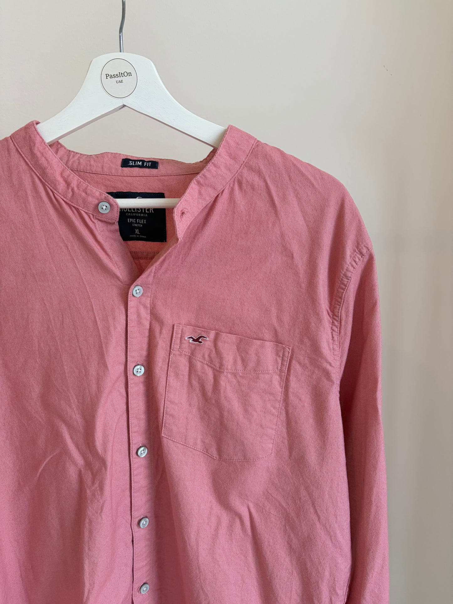 Pink Slim Fit Button-Up Shirt – Hollister