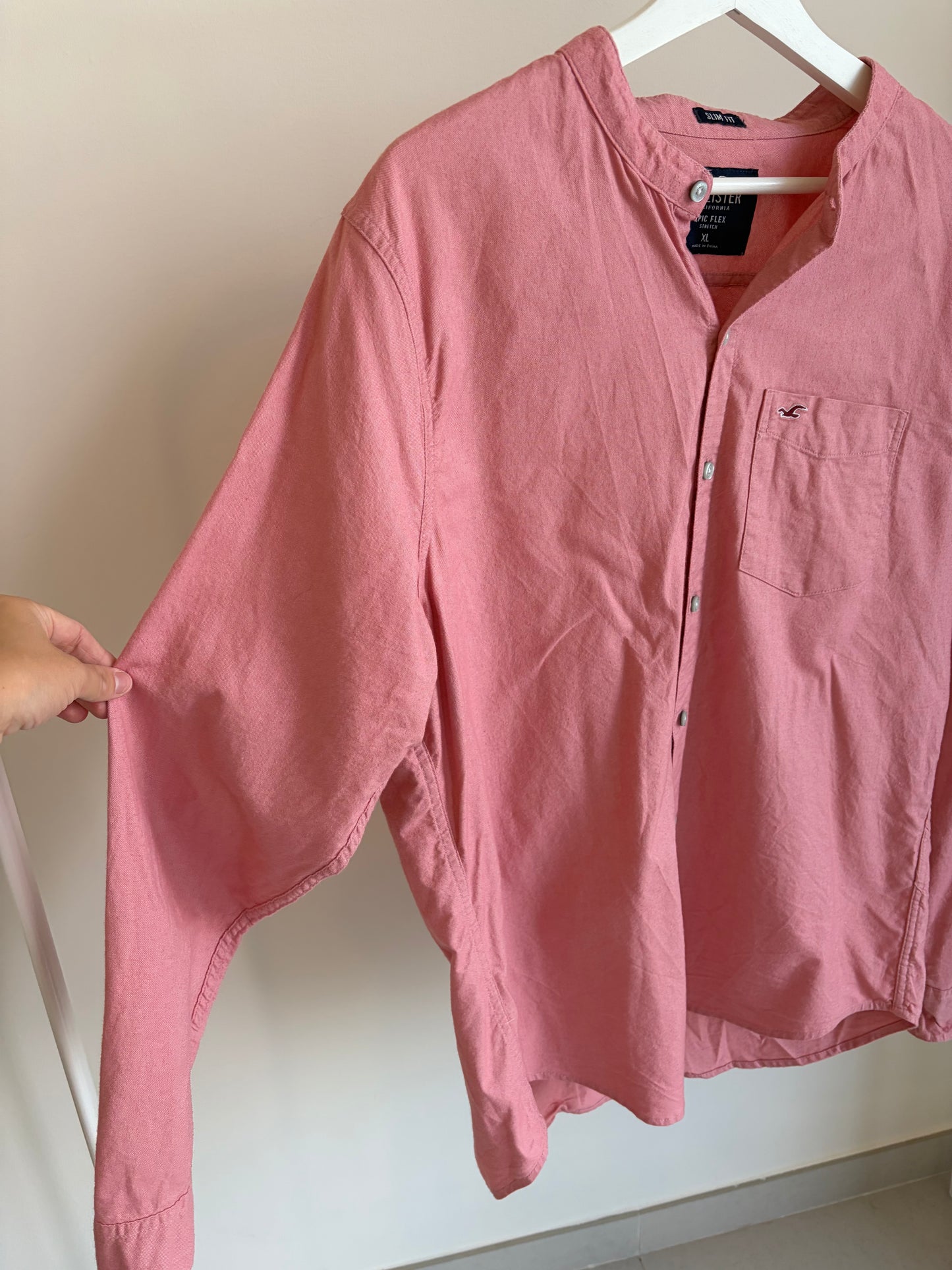 Pink Slim Fit Button-Up Shirt – Hollister