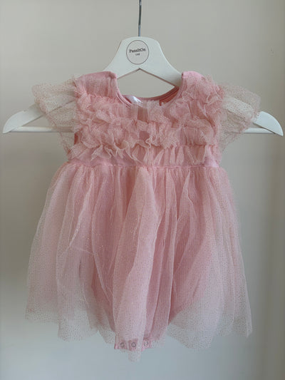 Baby Pink Tulle Ruffle Dress – Sparkle Detail (Girls)