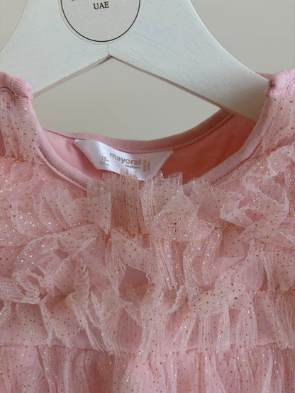 Baby Pink Tulle Ruffle Dress – Sparkle Detail (Girls)