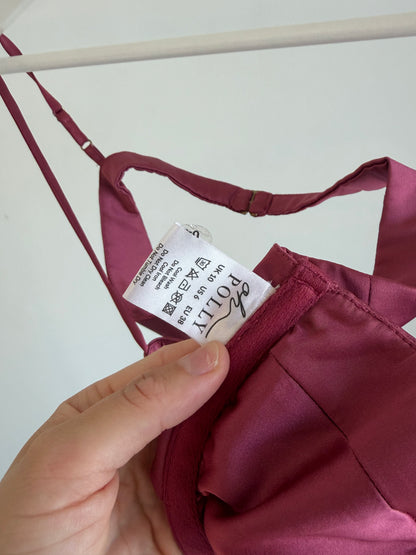 Burgundy Satin Bra – Adjustable Straps