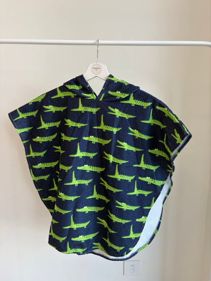 Kids Crocodile Print Hooded Poncho Towel