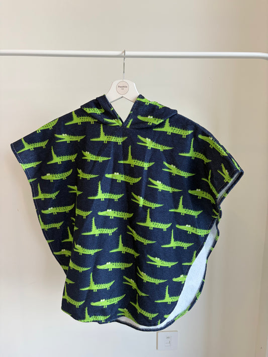 Kids Crocodile Print Hooded Poncho Towel