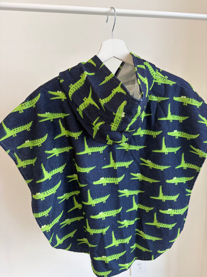 Kids Crocodile Print Hooded Poncho Towel