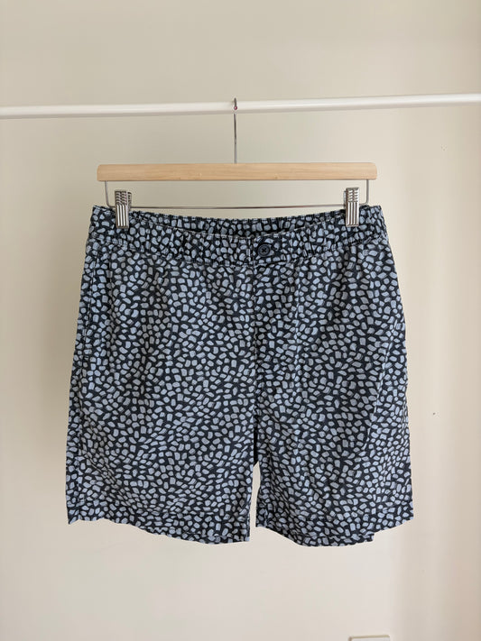 Black & Grey Patterned swim Shorts – Elastic Waist