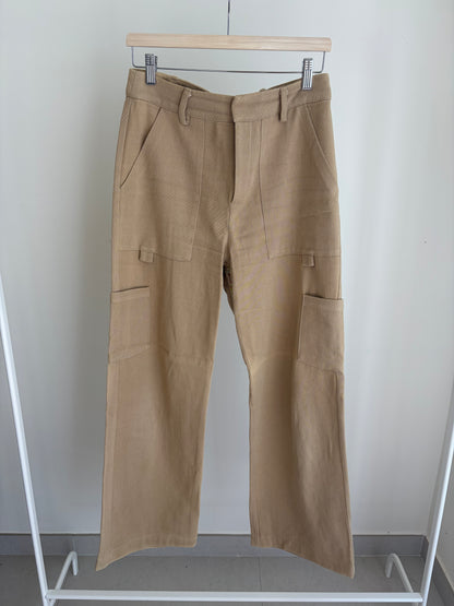 Beige Wide-Leg Cargo Pants – Utility Style