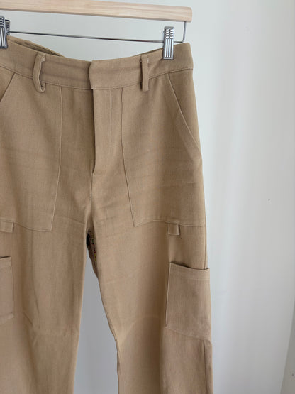 Beige Wide-Leg Cargo Pants – Utility Style