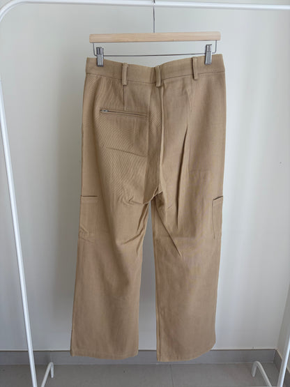 Beige Wide-Leg Cargo Pants – Utility Style