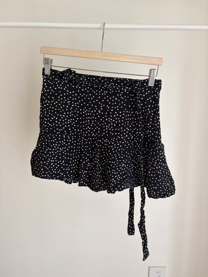 Black Polka Dot Wrap Skort – Zara