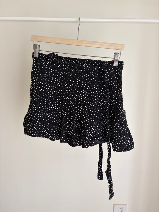 Black Polka Dot Wrap Skort – Zara