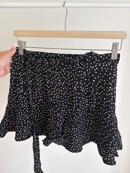 Black Polka Dot Wrap Skort – Zara