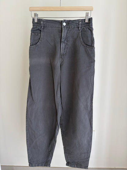 Grey Elastic Waist Casual Trousers