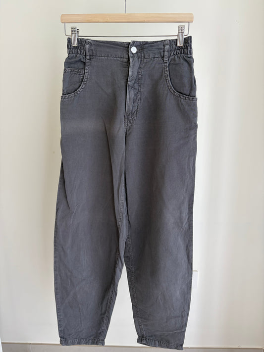 Grey Elastic Waist Casual Trousers
