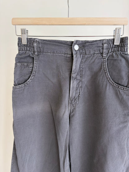 Grey Elastic Waist Casual Trousers