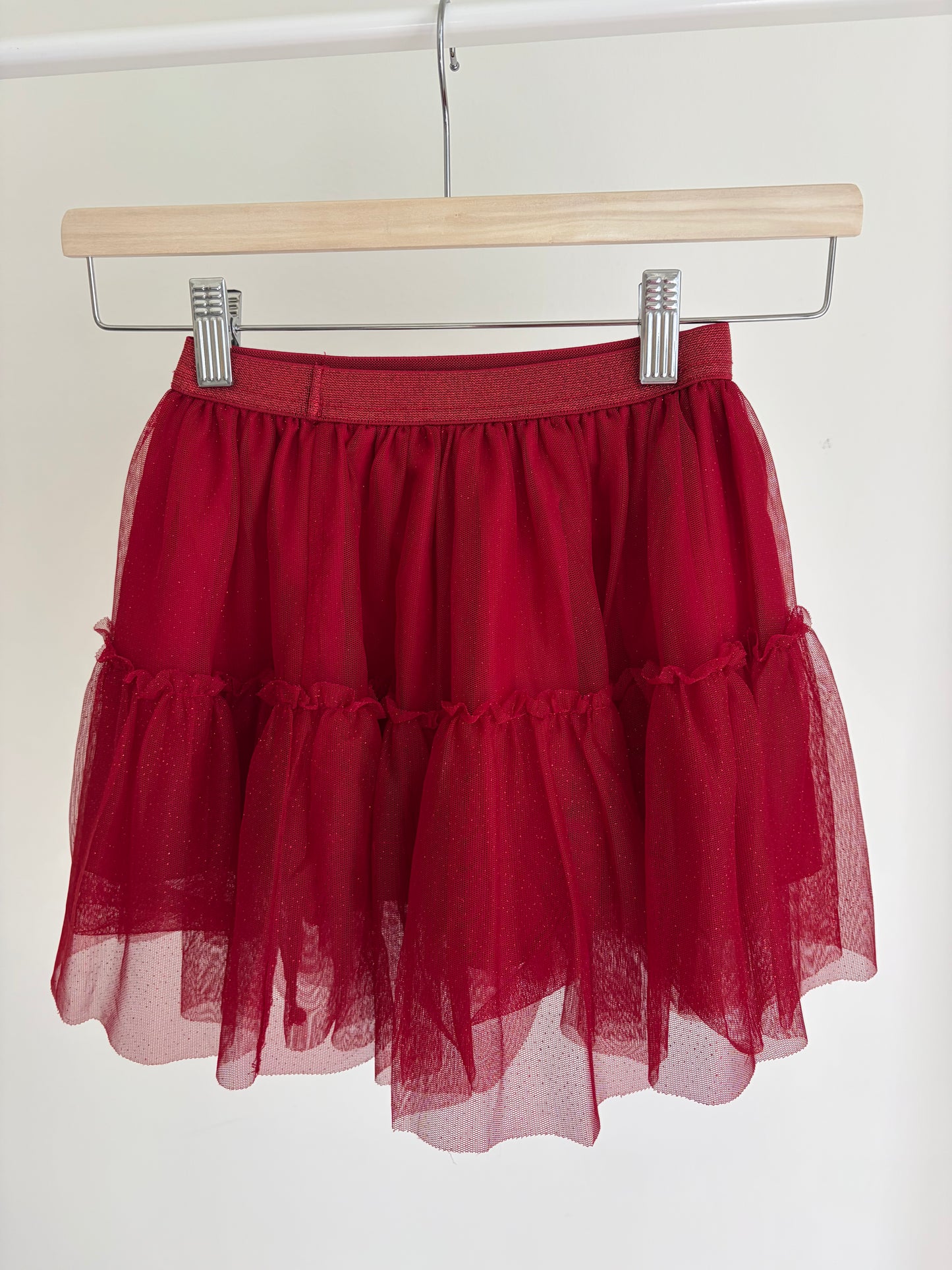 Red Tulle Mini Skirt with Bow Detail