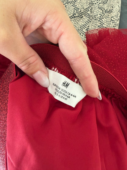 Red Tulle Mini Skirt with Bow Detail